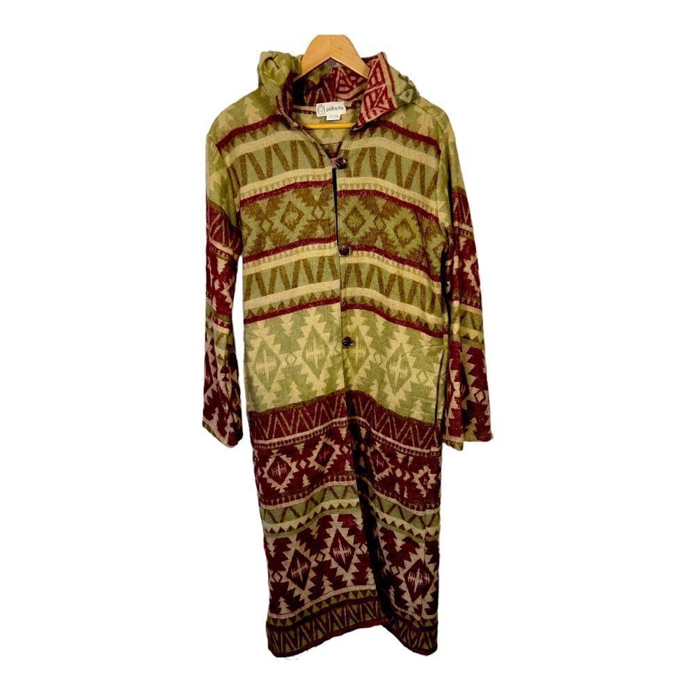 SIDDHARTHA Women’s Tribal/Southwest/Aztec Inspired Long Hooded Coat Tan
